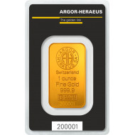 1 Oz ARGOR HERAEUS 31,1g zlatý investiční slitek 1 Oz ARGOR HERAEUS 31,1g zlatý investiční slitek