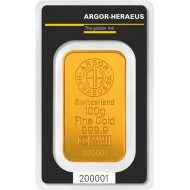 100g ARGOR HERAEUS zlatý investiční slitek 100g ARGOR HERAEUS zlatý investiční slitek