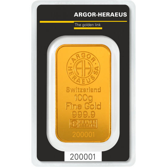 100g ARGOR HERAEUS zlatý investiční slitek