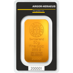 50g ARGOR HERAEUS Kinebar zlatý investiční slitek 50g ARGOR HERAEUS Kinebar zlatý investiční slitek