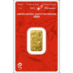 5g Lunární série Rok draka 2024 ARGOR HERAEUS zlatý investiční slitek 5g Lunární série Rok draka 2024 ARGOR HERAEUS zlatý investiční slitek