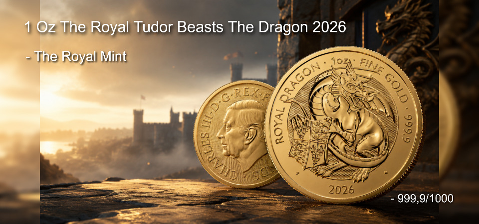 1 Oz The Royal Tudor Beasts The Dragon 2026 zlatá investiční mince