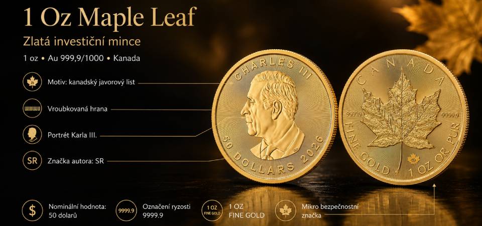 1 Oz Maple Leaf zlatá investiční mince