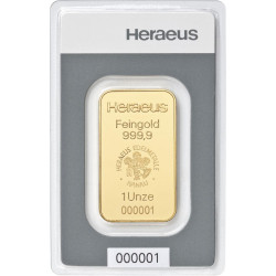 1 Oz HERAEUS 31,1g zlatý investiční slitek 1 Oz HERAEUS 31,1g zlatý investiční slitek
