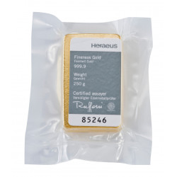 250g HERAEUS zlatý investiční slitek 250g HERAEUS zlatý investiční slitek