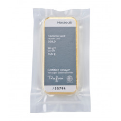 500g HERAEUS zlatý investiční slitek 500g HERAEUS zlatý investiční slitek