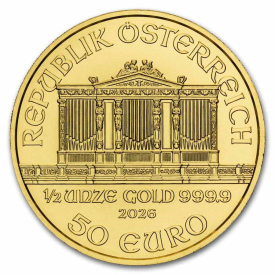 1/2 Oz Wiener Philharmoniker zlatá investiční mince