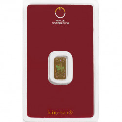 1g Münze Österreich Kinebar zlatý investiční slitek 1g Münze Österreich Kinebar zlatý investiční slitek
